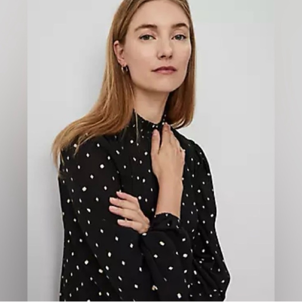 NWT Ann Taylor Black Diamond Shadows Mock Neck Shift Dress, M - Picture 3 of 8